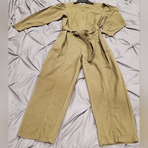 Old Navy long sleeve Zip front Utility Jumpsuit ~Women Size L~Olive Green
